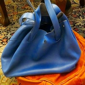 Vince.blue leather shoppers large bag